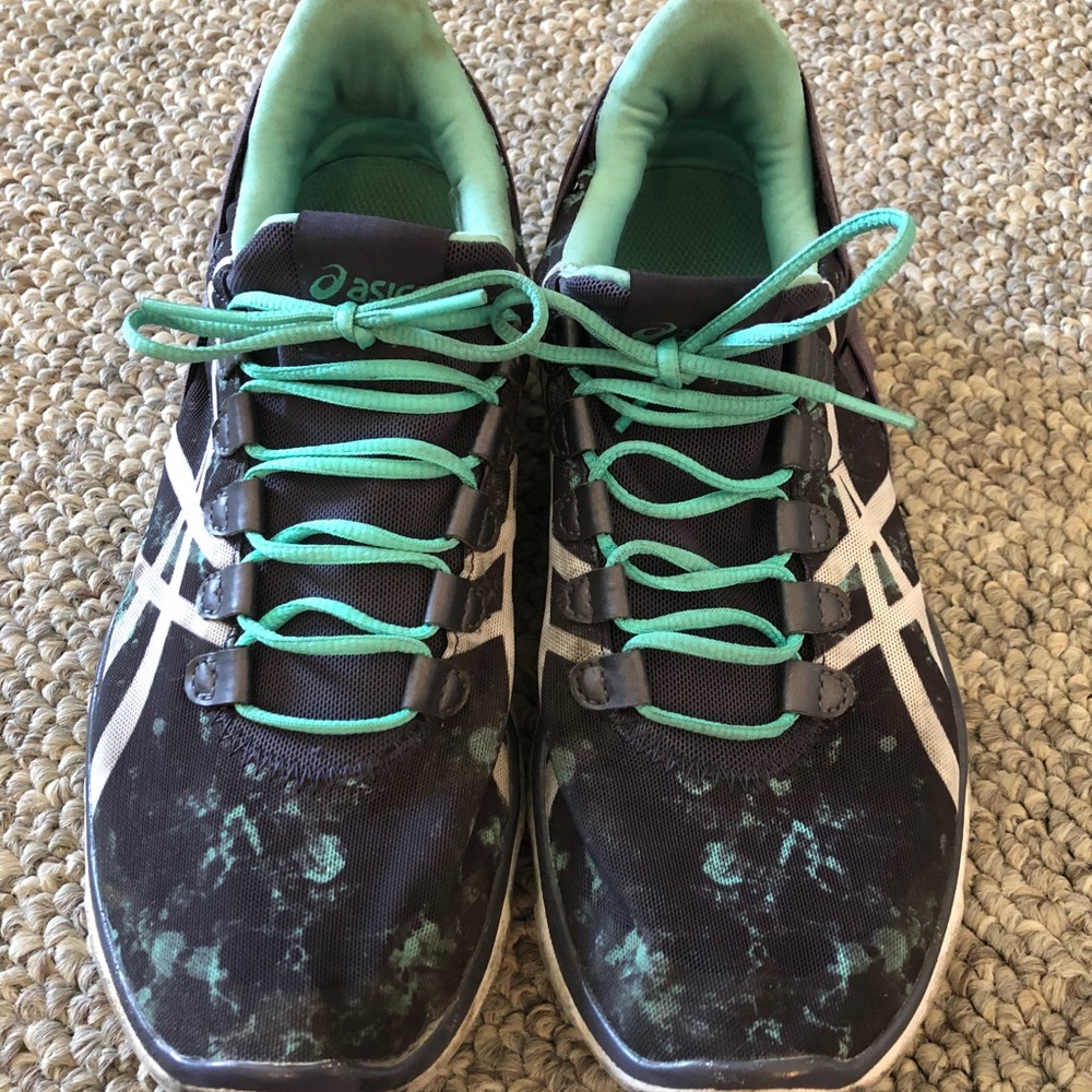 Light blue/teal Asics trainers